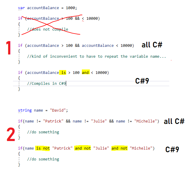 C# 9 pattern matching