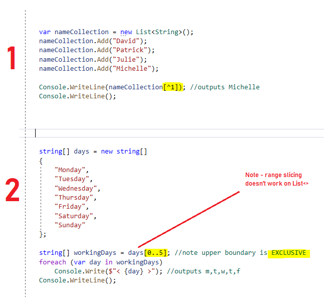 C# indices and range syntax